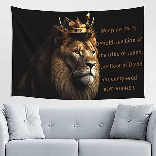Miniatura 1 de TXIURYU Tapiz de León decoración de escritura religiosa y regalo cristiano, con el león de Judá, para dormitorio, sala de estar, dormitorio o