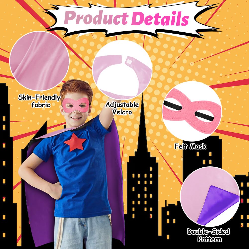 AUYAO Kids Cape Double-Sided Dual-Color Cape, Party Costume Cloak Mask Set Outfits with 1 Pc Felt Mask - Image 3
