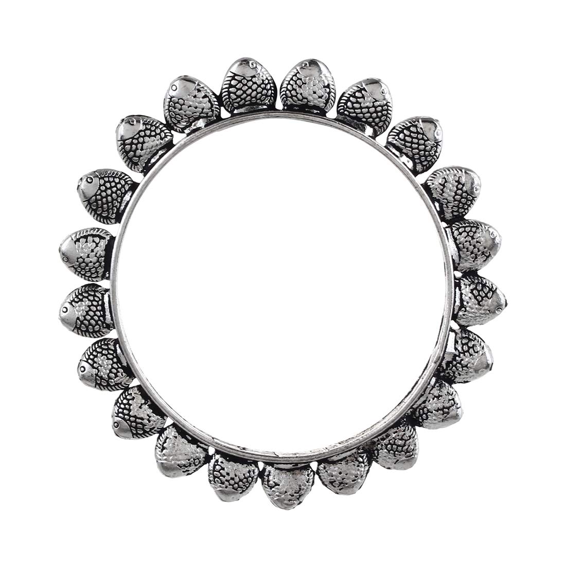 SaissaOxidized Metal Silver Tone Indian Kada Bangle Bracelet Jewelry for Women