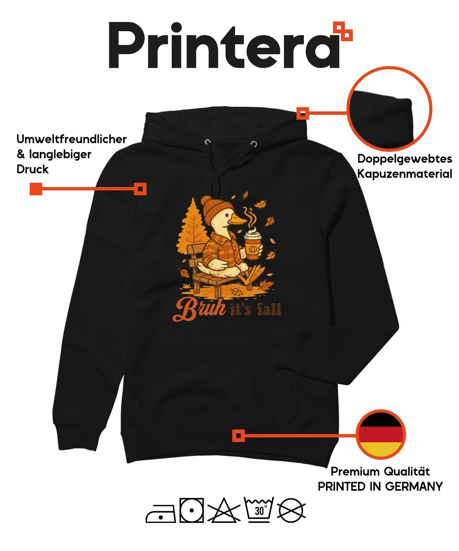 Bruh It's Fall Kaczka Jesień Dynia Kawa Kawa Koszula Karo, Czapka Liście Unisex Bluza z kapturem Bluza z kapturem