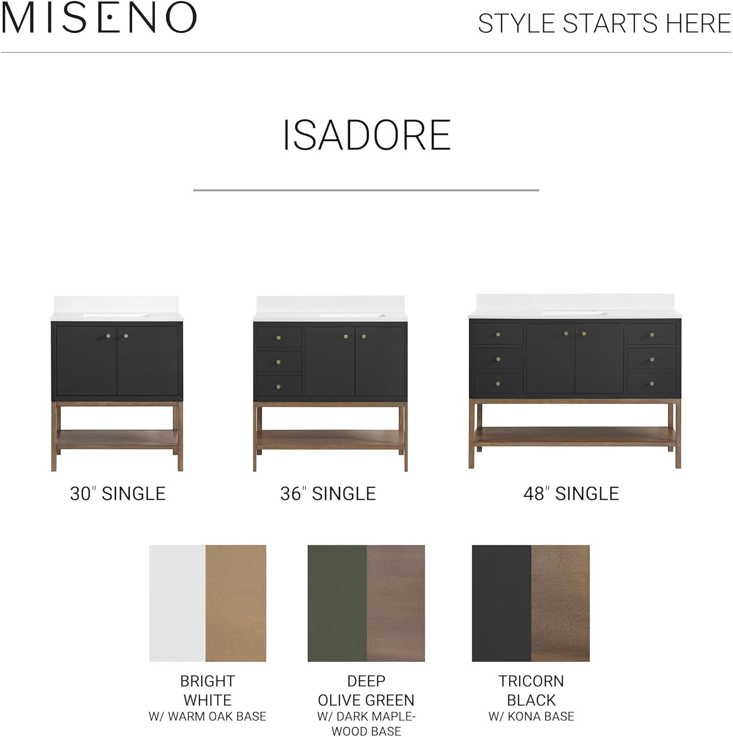 Miseno MV-N254-V48 Isadore 48" Free Standing Single Basin Vanity Set with Cabinet and Stone Composite Vanity Top - Deep Olive Green