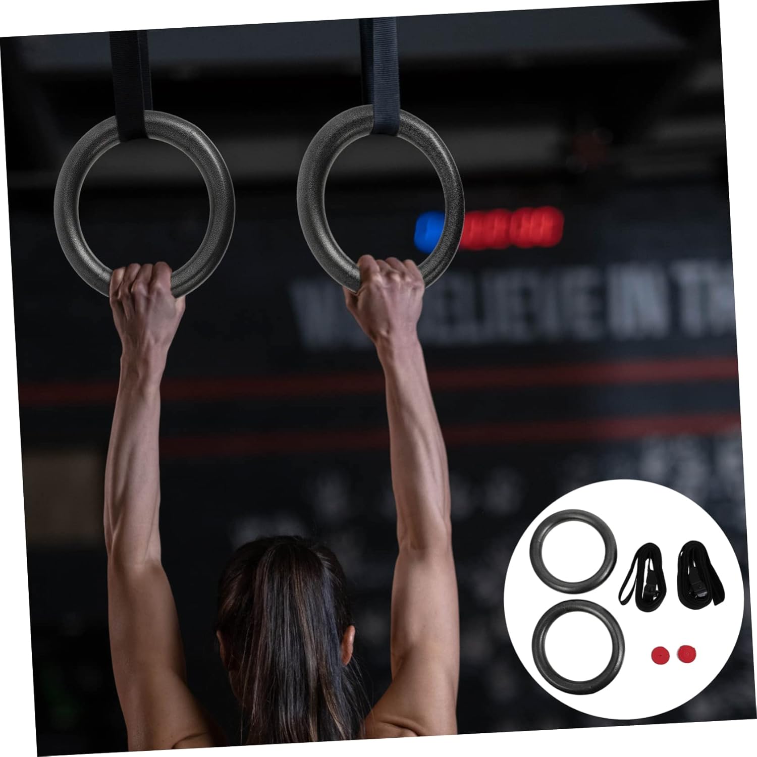 KESYOO 2Pcs Home Gymnastics Rings Exercise Ring Equipment for Indoor Fitness Training Durable for Home Workouts