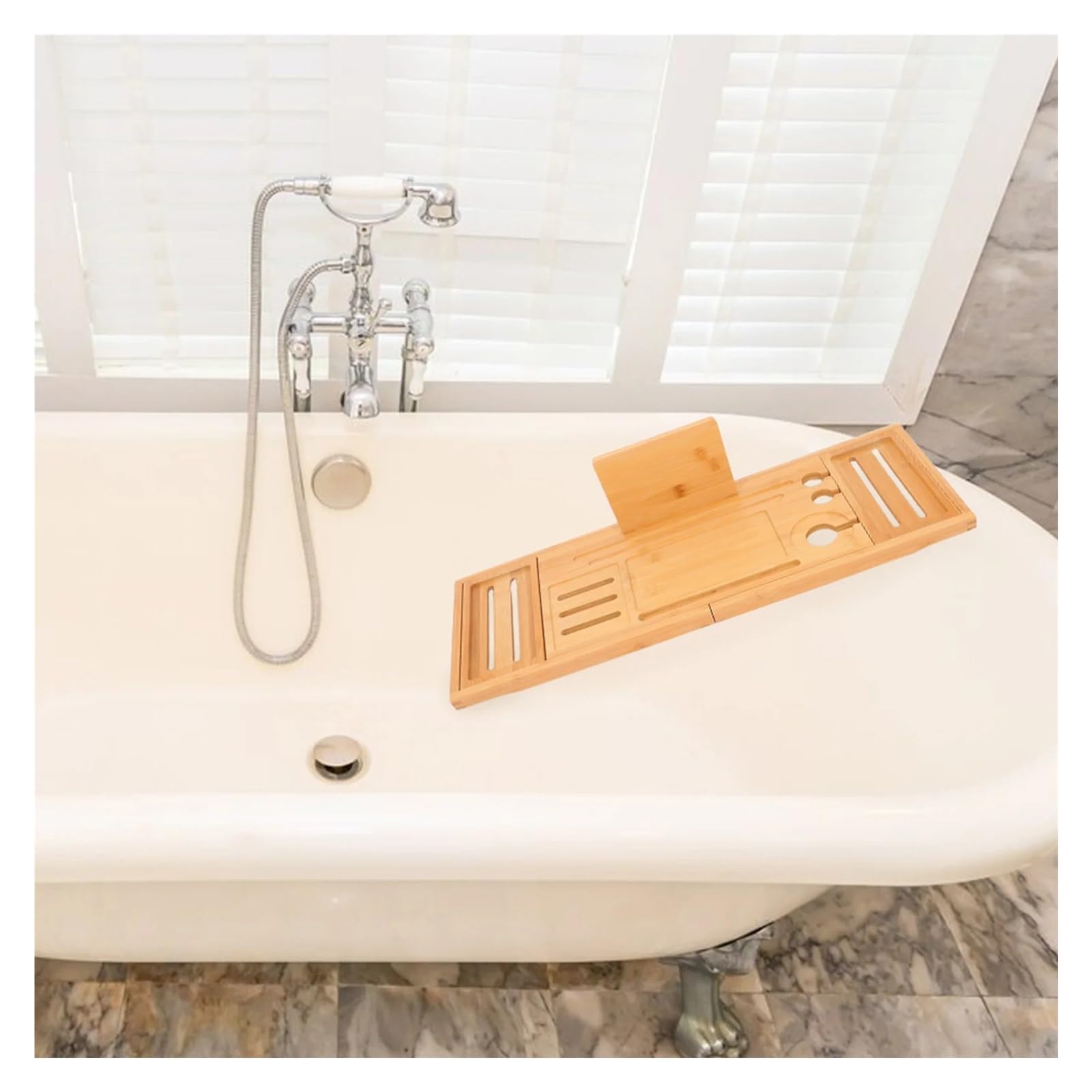Vassoio espandibile in bambù per vasca da bagno, antiscivolo, 1 ripiano accessorio per spa per bagno e casa, perfetto per relax e tempo libero