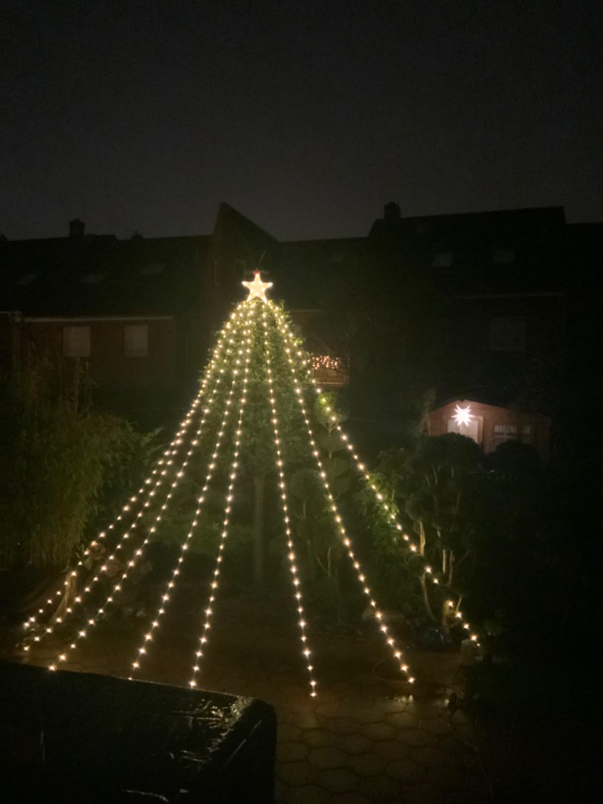 Weihnachtsbaum Lichterkette Mit Stern – 3,5m X 8 Vorhänge, 298 LEDs, Fernbedienung