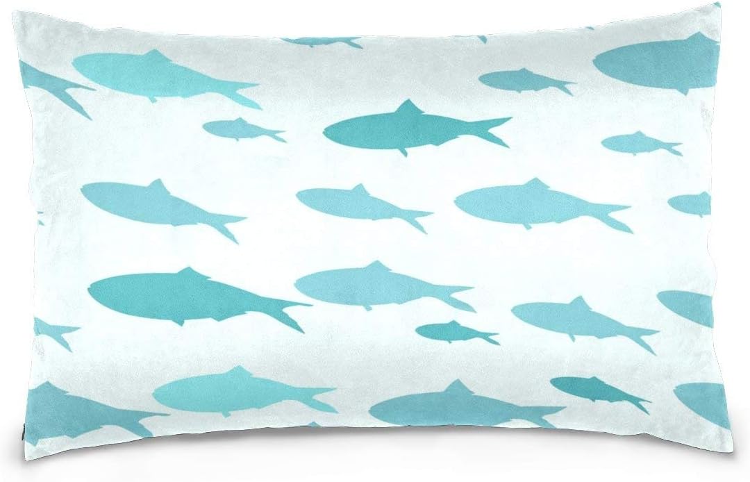 Watercolor Blue Whale Pillow Case Sofa Bed Throw Pillow