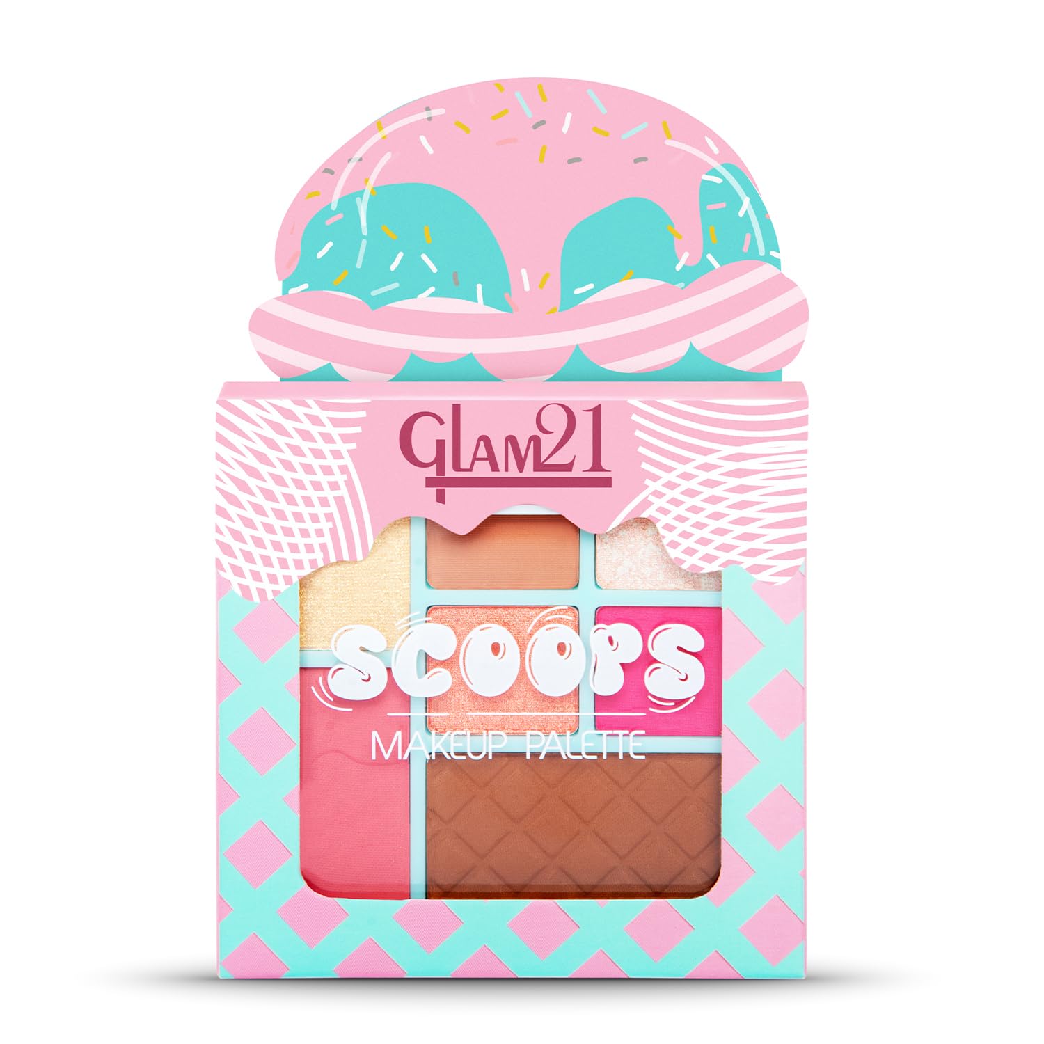 Glam21 Scoop Makeup Palette | Face Palette With Eyeshadow, Blusher, Contour and Highlighter | Mix of Mattes & Shimmers | Highly Pigmented | Travel-Friendly | All-in-One Kit |Cotton Candy|15gm 4