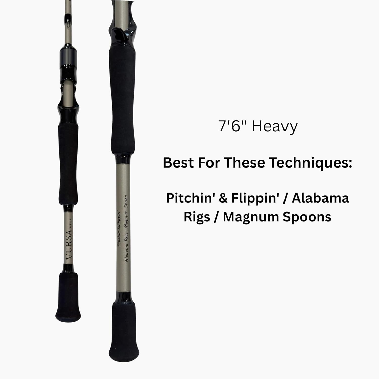 Fitzgerald Vursa Series Baitcasting Rods | High Modulus Graphite | American Tackle TiForged Air Guides | 9 Models | Bass, Walleye & Musky | Freshwater & Inshore