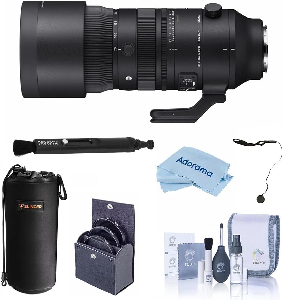 Sigma 70-200mm f/2.8 DG DN OS Sports Lens for L Mount, Bundle with Lens Case, Filter Kit, Lens Cap Tether, Cleaning Kit and Cleaning Cloth, 4-Year Warranty