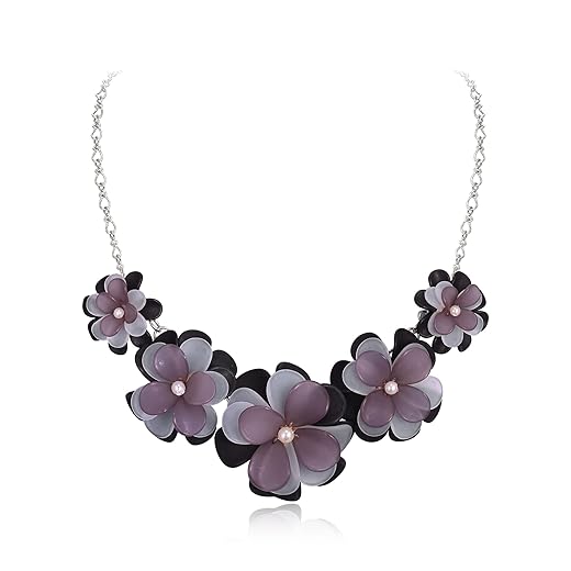 Flyonce Flower Collar Necklace, Floral Flowers Statement Summer Beach Chokers Necklaces for Women