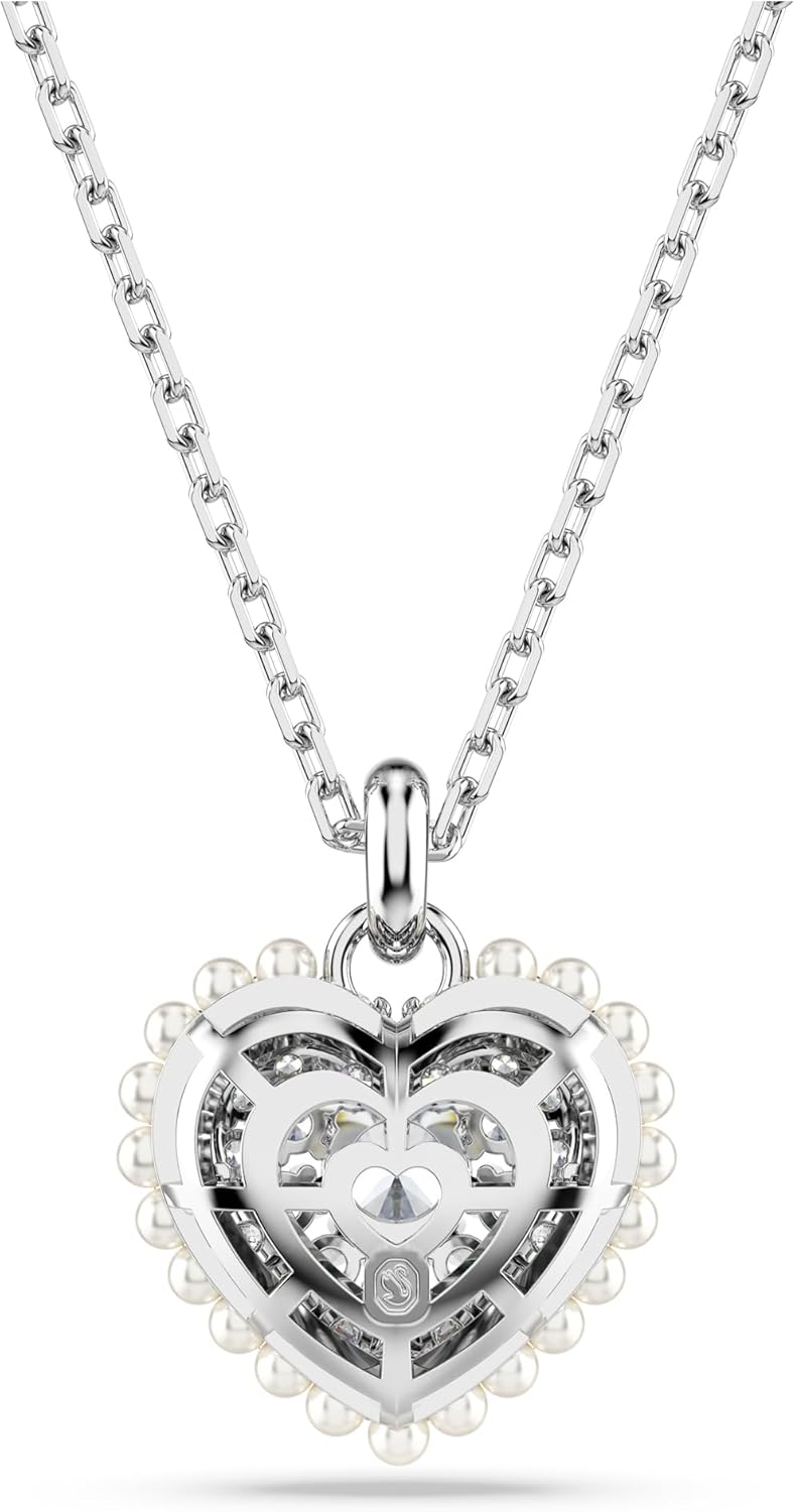 Swarovski Idyllia Pendant Necklace, Heart Pendant with Clear Round-Cut Stone and Clear Round Crystals in a Rhodium-Finished Setting, Part of the Swarovski Idyllia Collection - Image 4