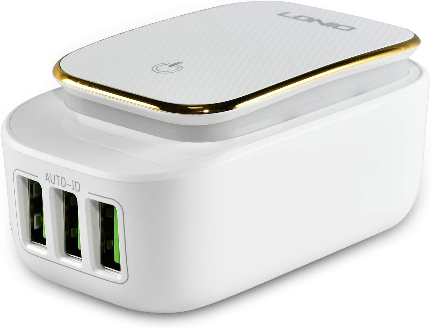 USB Wall Charger with 3-Ports,Touch Control Power Adapter Charger Station with Soft LED Baby Night Light with Interchangeable UK and EU Travel Charger Adapter for Phone,Pad,Tablets and More