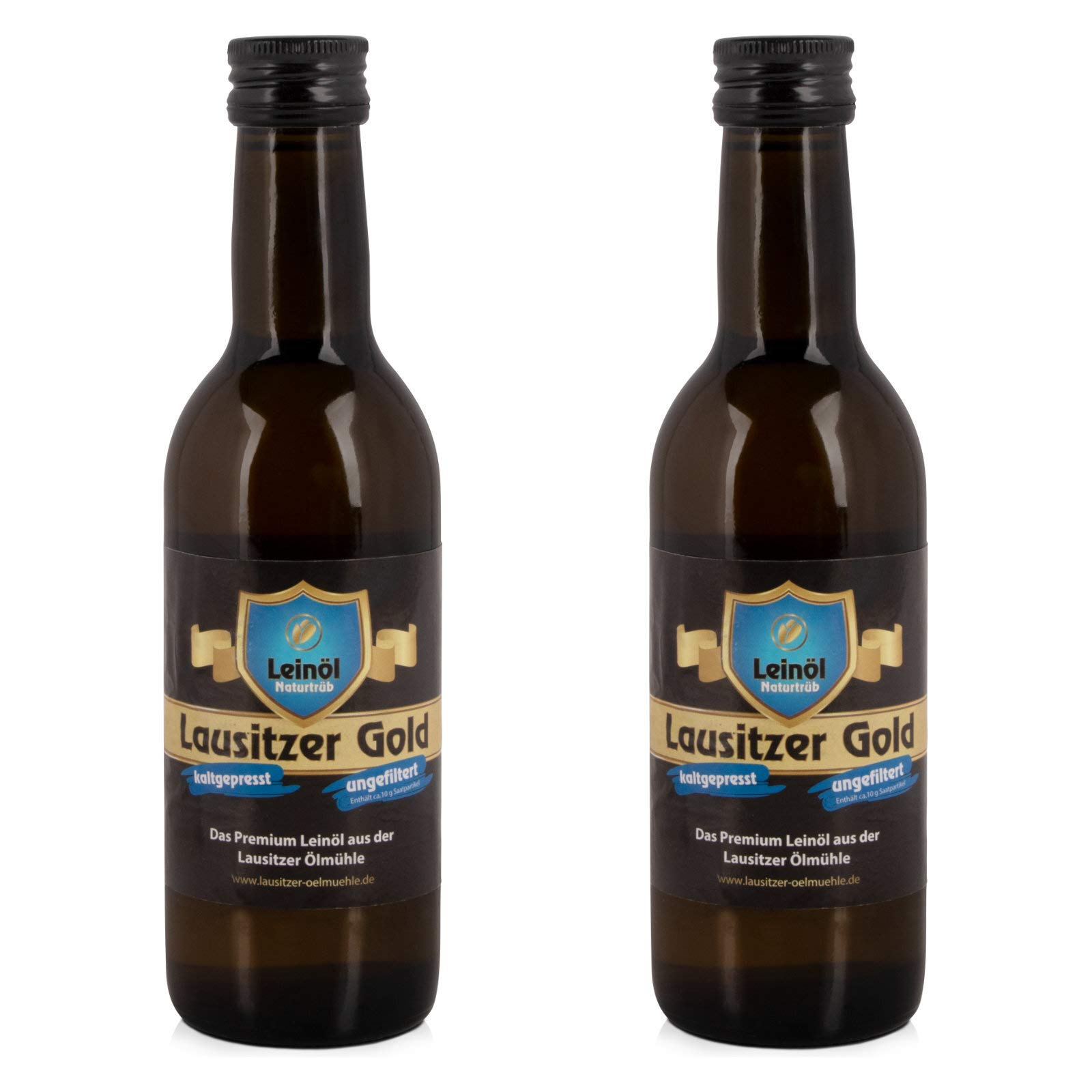 2 x Lausitzer Leinöl - Lausitzer Gold (kaltgepresstes ungefiltertes Premium Leinöl), 2x 250ml