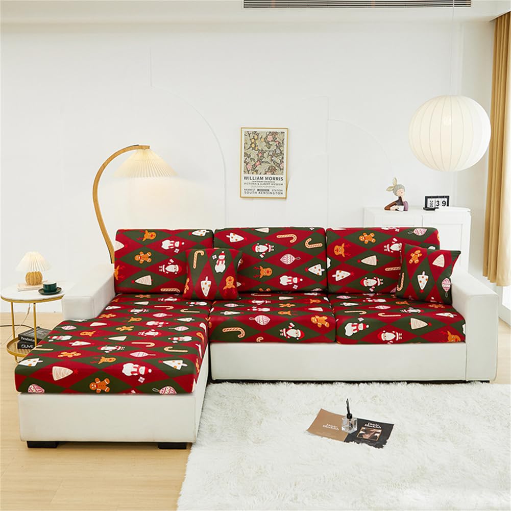 Fansu Elástica Funda Asiento Sofa, Funda Cojin Sofa Ajustable, Funda Sofa Cojin Separado, Fundas De Cojín Elástico, Universal Protector de Asiento Fundas de Cojín (Navidad,1 Plaza)