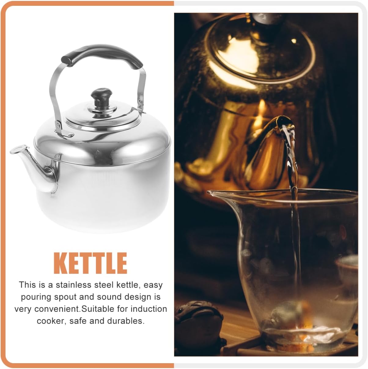 DOITOOL Stainless Steel Tea Kettle Stovetop 6L, Stovetop Tea Pot Food Grade Stovetop Whistling Tea Kettle Classic Stovetop Kettle Portable Camp Tea Pot for Home Outdoor Campfire Use