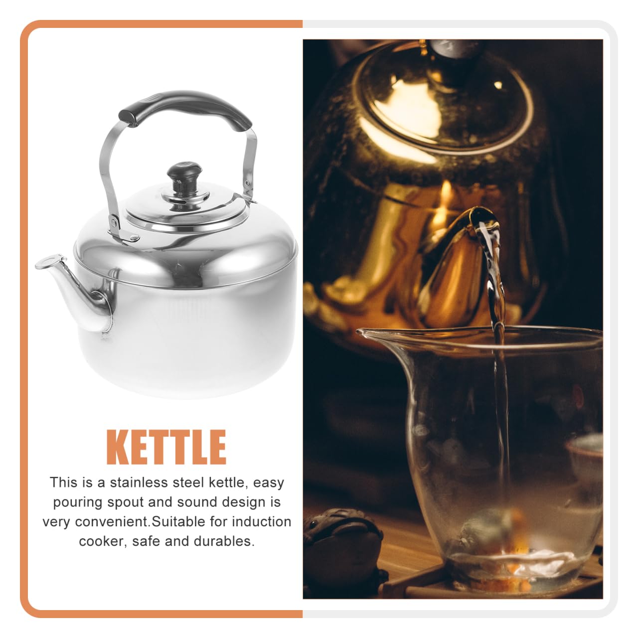 DOITOOL 5. 5L tetera de té estufa tetera estufa de té silbado tetera de acero inoxidable agua caliente tetera calentador agua recipiente de agua con mango para estufa de gas hogar