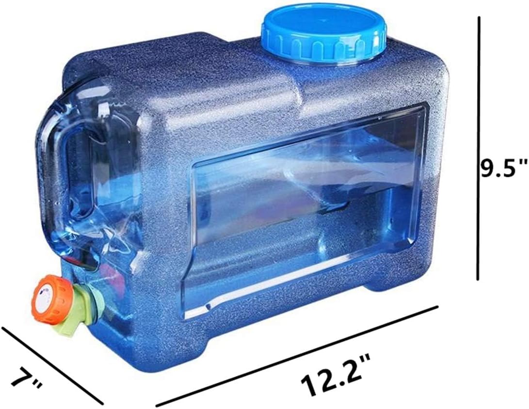 Zzooi 8L/2Gallon Vehicle-Mounted Portable Water Bottle with Handle Outdoor Water Jug with Spigot,Transparent Blue