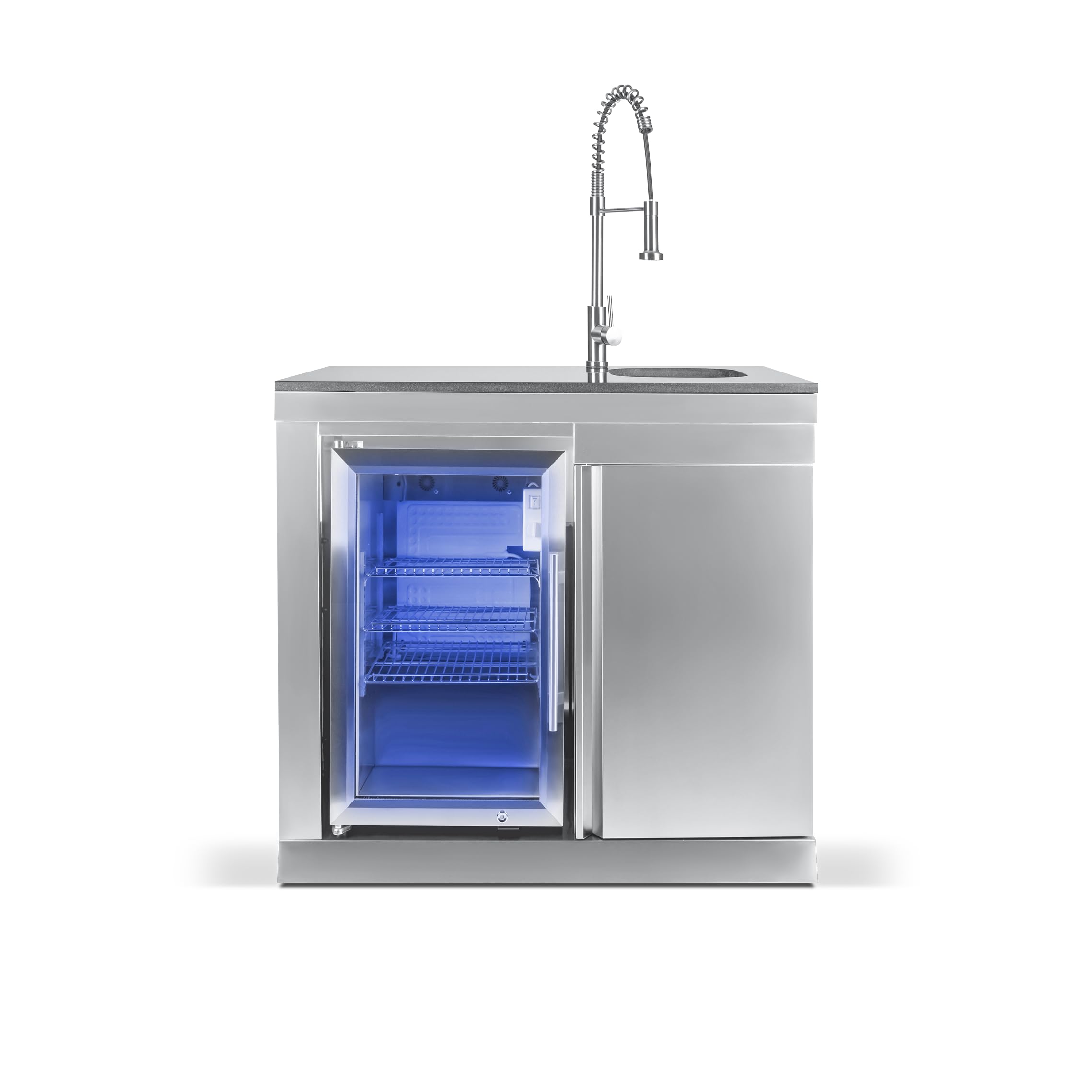 GORILLER® SG213 - Cuisine extérieure - en acier inoxydable/argent, incl. rôtisserie et housse de protection contre la pluie