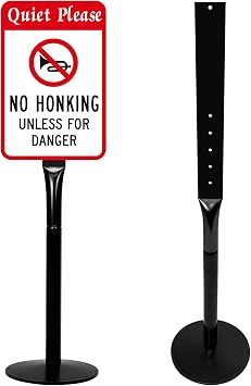 48" Parking Sign Post, Heavy Duty Cast Iron Parking Signs Stand, 2 Pack | 15lbs, Outdoor/Indoor Movable Sign Post with Base, Reserved Parking Sign with Stand for Garages/Driveways/Businesses&Events