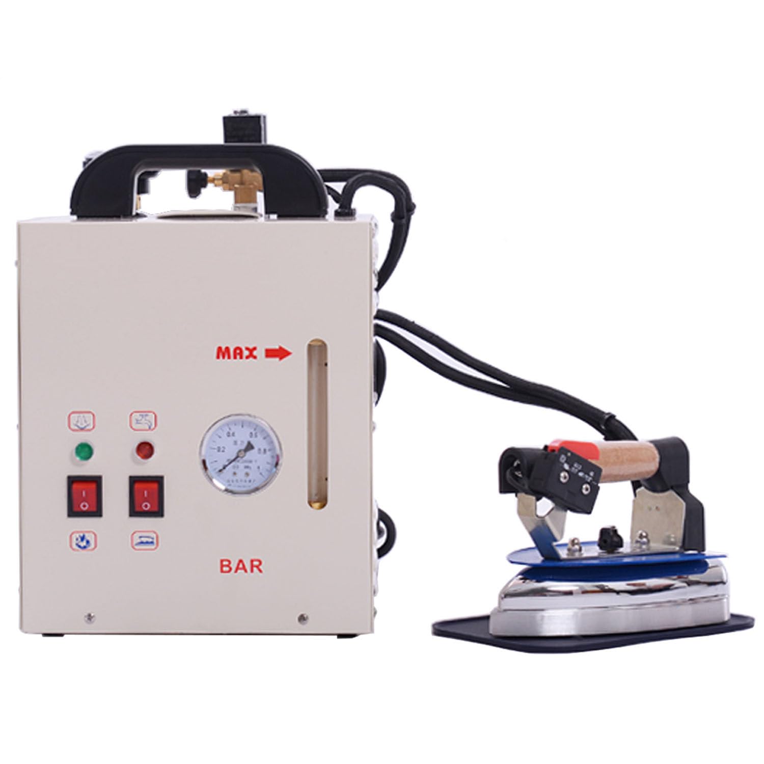 Przemysłowa stacja do prasowania parowego - elektryczne żelazko parowe o mocy 1600 W z bojlerem o mocy 900 W, parownica do ubrań o pojemności 4 l - idealna do prania i czyszczenia chemicznego
