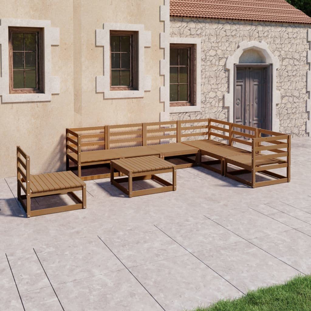 Juego de muebles de jardín de madera maciza de pino resistente a la intemperie, 70 x 70 cm, color marrón miel