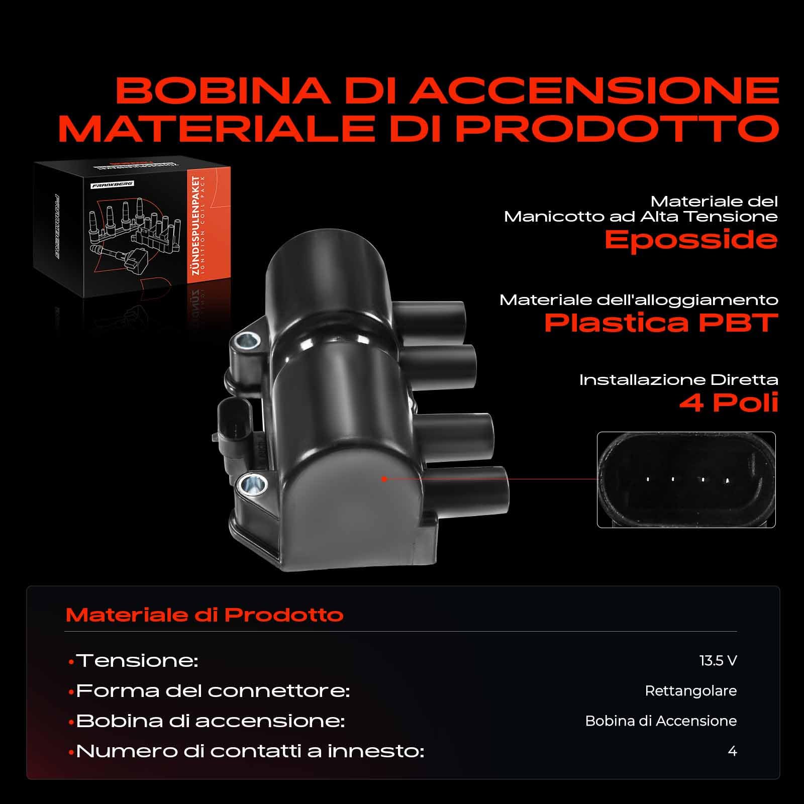 Frankberg Bobina di accensione 96350585 | Compatibile con: Leganza KLAV, Nubira Wagon J100, Frontera B 6B_, Nubira berlina KLAJ, Lanos berlina KLAT, Nubira KLAJ