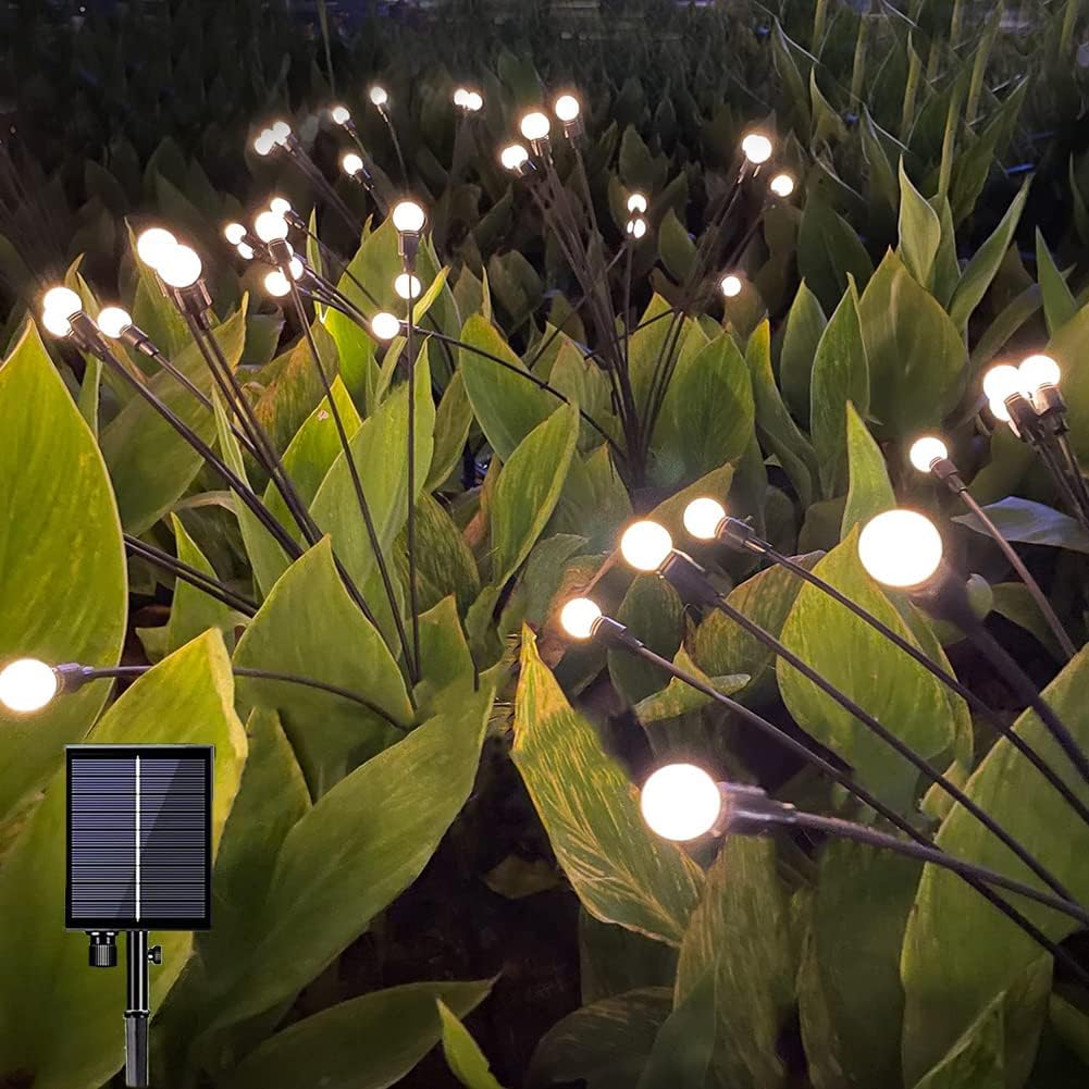 Firefly Solar Garden Lights, 5 Pack 6 LED Starburst Swaying Solar