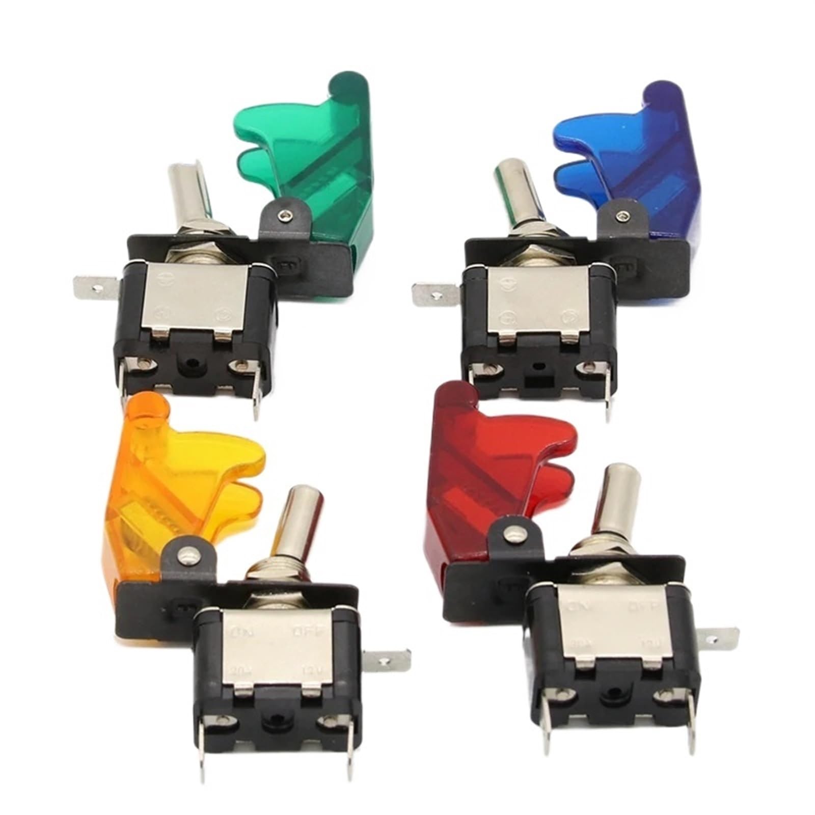 JNURGWLYH 4pcs Red 12V 20A Racing Car Truck Boat Cover LED Push Button Rocker Toggle Switch Control(Rosso)