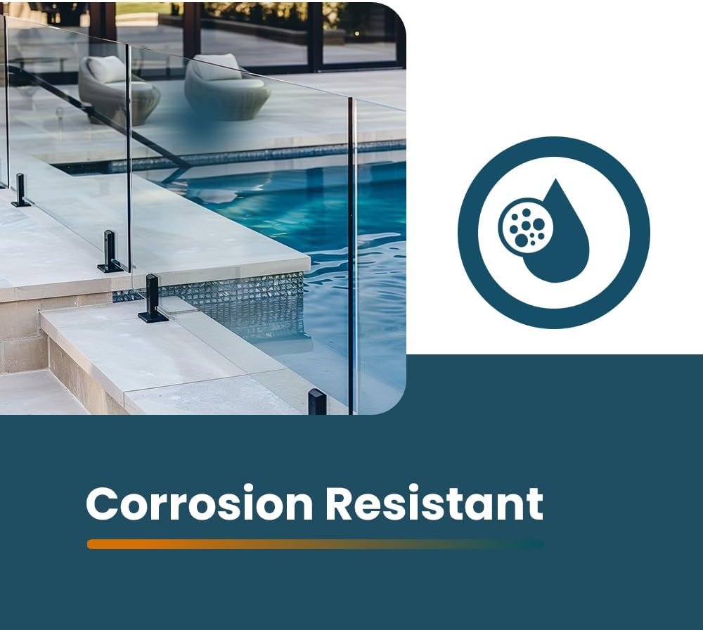 Aviora Glass Panel Clamp – 2205 Stainless Steel Post - Heavy Duty Square Spigot – Pool Fence Brackets – Glass Railing Clamps for Stairs, Home, Deck Handrail (Matte Black, 1 Pack)