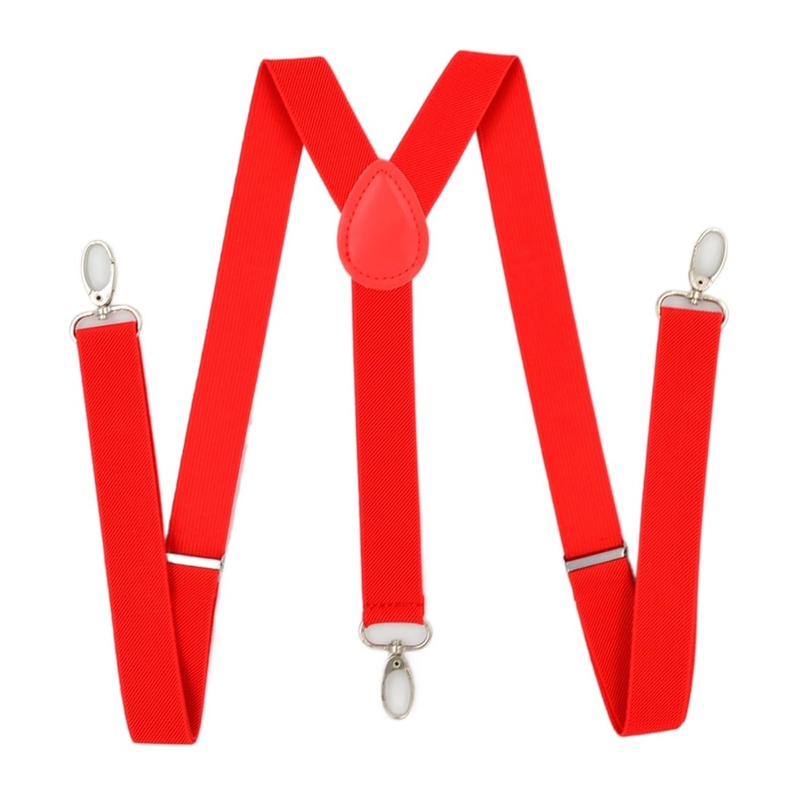 dvnFWKc Adjustable Clip Suspenders, Suspenders Men for Pants 2.5 Cm Adult Suspender Y Shirt Polyester Elastic Hook Women Larger High Braces(Red)