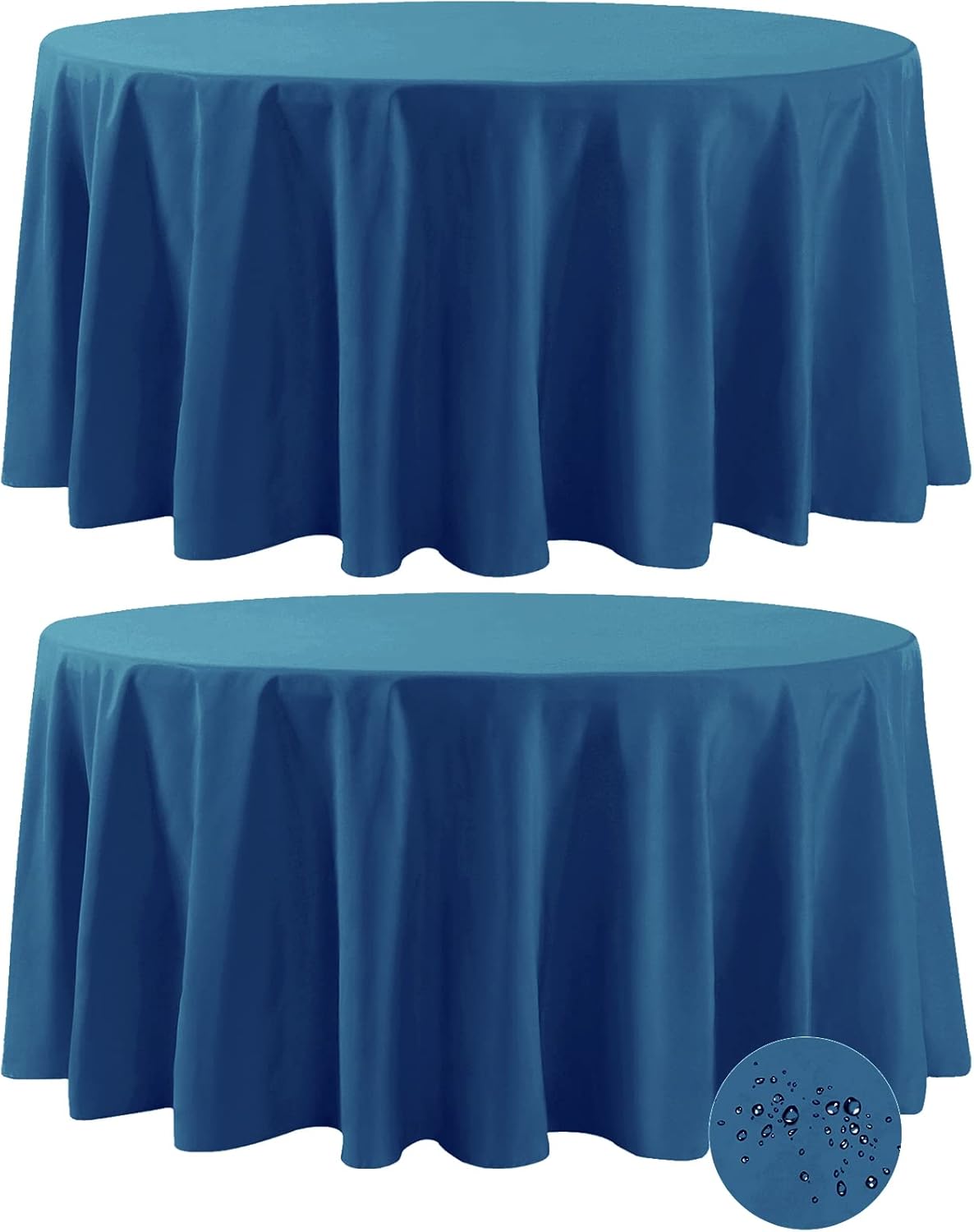 Fokitut 2 Pack Waterproof Round Tablecloth, 120 Inch, Stain