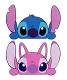Funtaku - 2pc Stitch & Angel Peeking Cute Vinyl Decal Sticker for Car/Window/Computer (6.5' x 4.2')