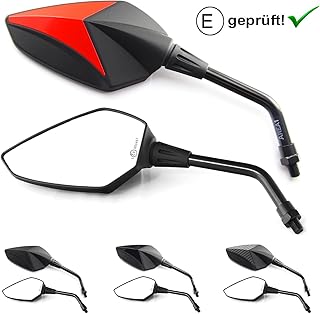 Area1 Motorradspiegel Motorrad Rückspiegel Set (rechts+links) E geprüft, 2x M10 Rechtsgewinde, Xtreme-Design (rot)