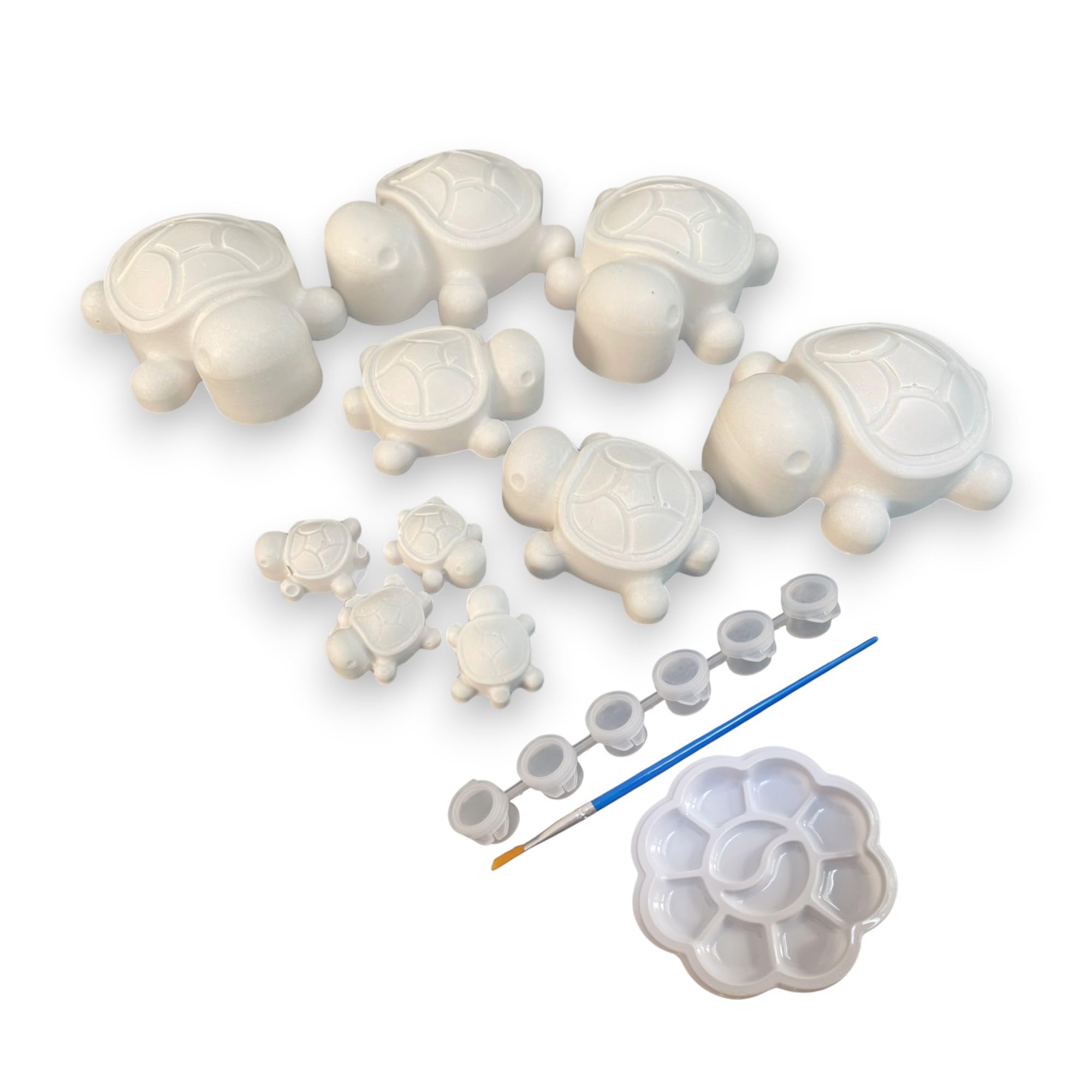DIY Pottery Painting Kit, 10 Plaster Turtles Set with Acrylic Paint, Paint Your Own Design, Ages 6+, Paint Your own Pottery kit, Turtle Gifts, Set of Turtles, Ready to Paint Pottery, Group Activity