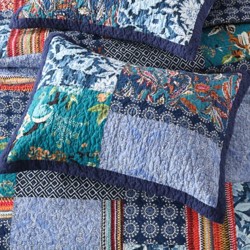 Yvooxny King Quilt Set Reversible Lightweight Bohemian Paisley Patchwork Cotton Quilted Bedspread Coverlet Set 3-Piece Bedding Set With Pillowcases For All Seasons, King Size, 108 * 96 Inches #TOP5