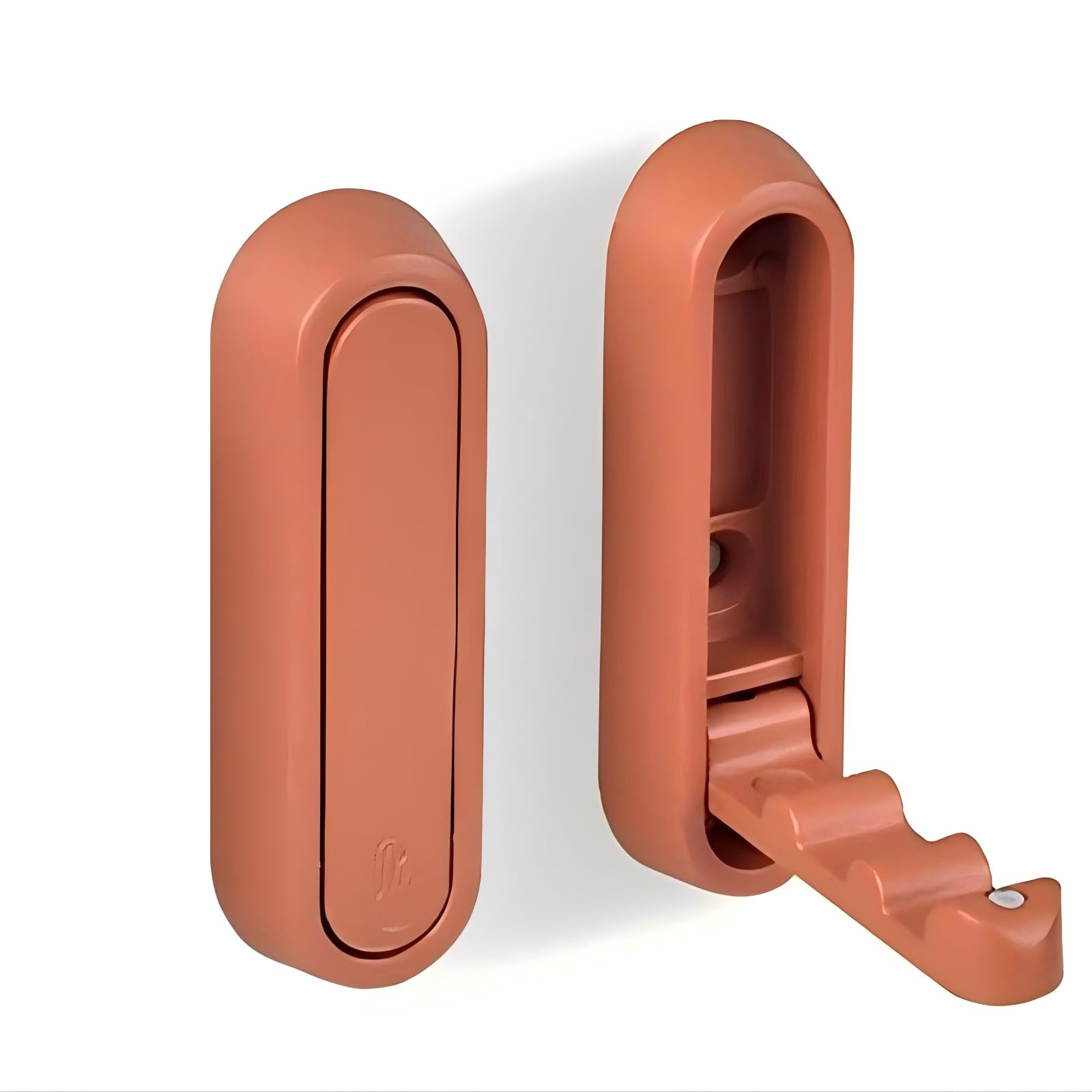 Hoconnie Folding Wall Hooks Foldable Hooks for Hanging Coats, Key, Bag, Towel Zinc Alloy Heavy Duty Hook for Bathroom, Closet, Entryway, Kitchen (Orange, 2pcs-Oval)
