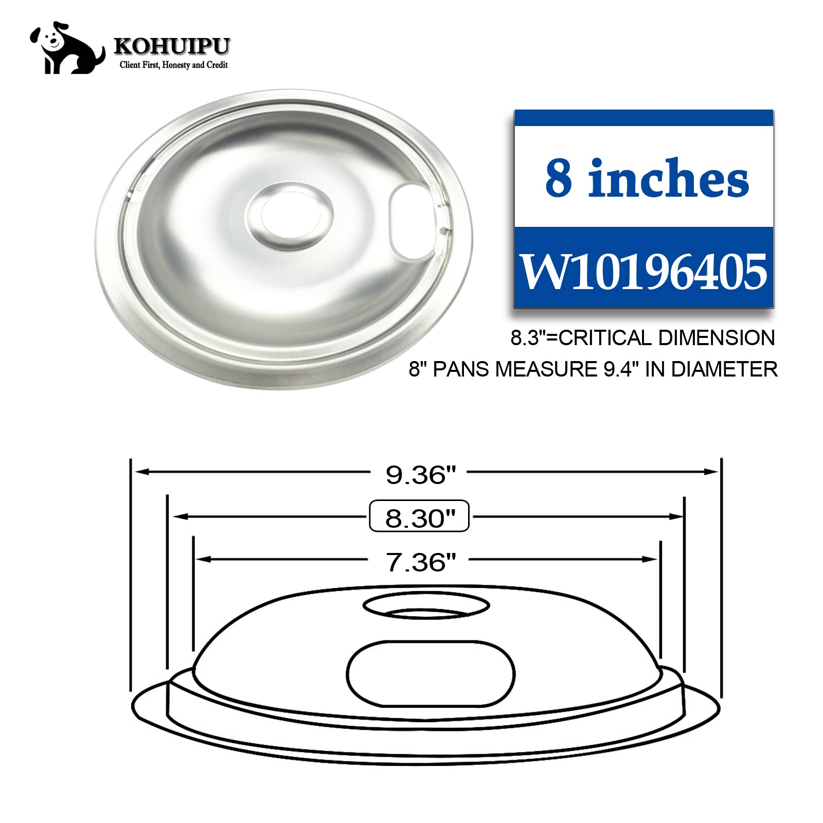 Replacement Drip Pans For Electric Stove – Fits Whirlpool, Kenmore, Maytag 6" & 8" Burners - View #6