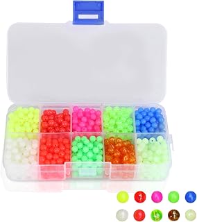 1000pcs Señuelos de Pesca de Cuentas, Pesca Cuentas de Plástico Redondo Grano Glow Aparejos de Pesca Señuelos Características Accesorios para Pesca Nocturna o Pesca en Alta mar