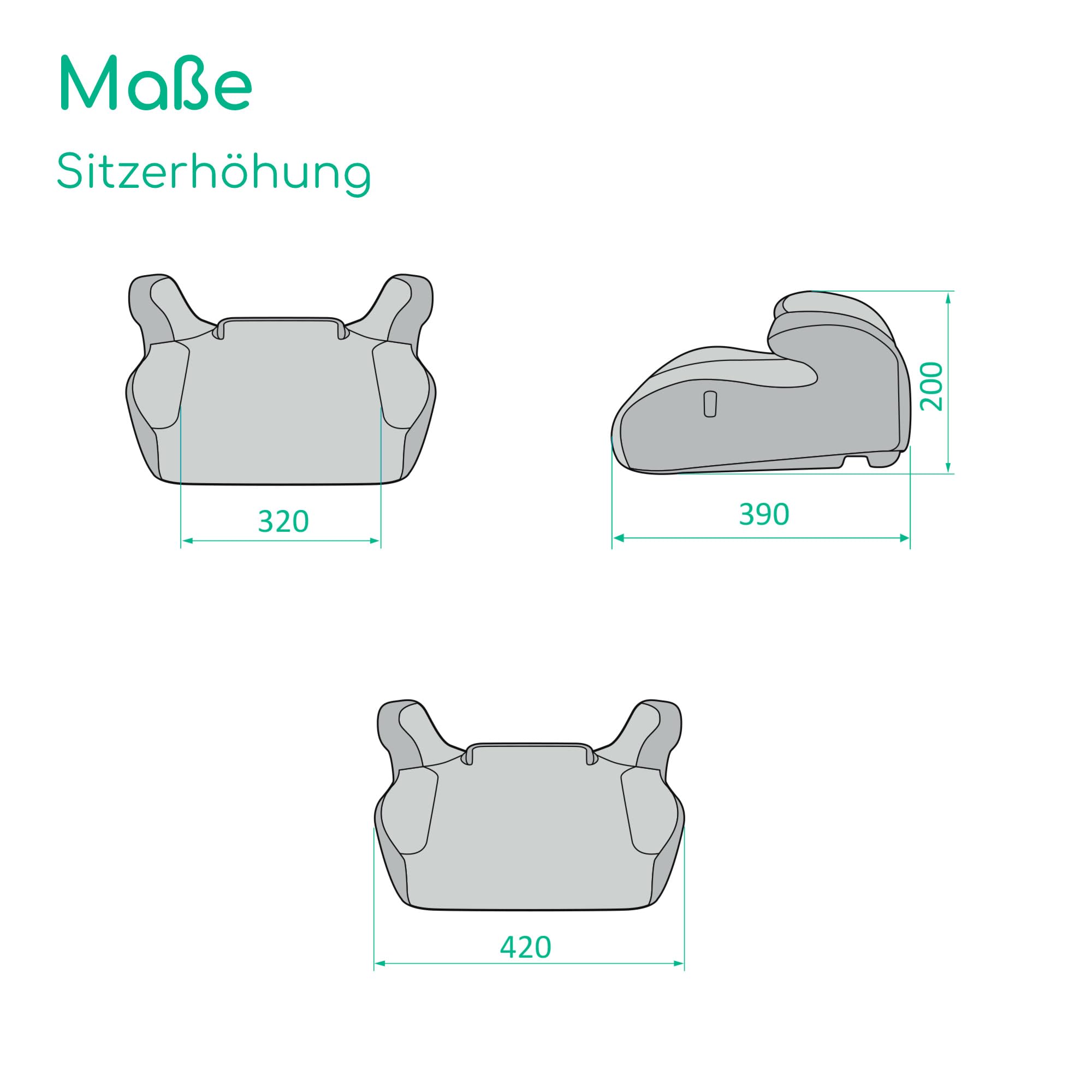 Bebeconfort Ride 2-in-1 i-Safe Kindersitz, 3,5-12 Jahre (100-150 cm), Kindersitz mit Gurt, Abnehmbare Rückenlehne, Leicht (3,4 kg), 11 Kopfstützpositionen, Becherhalter, Full Black