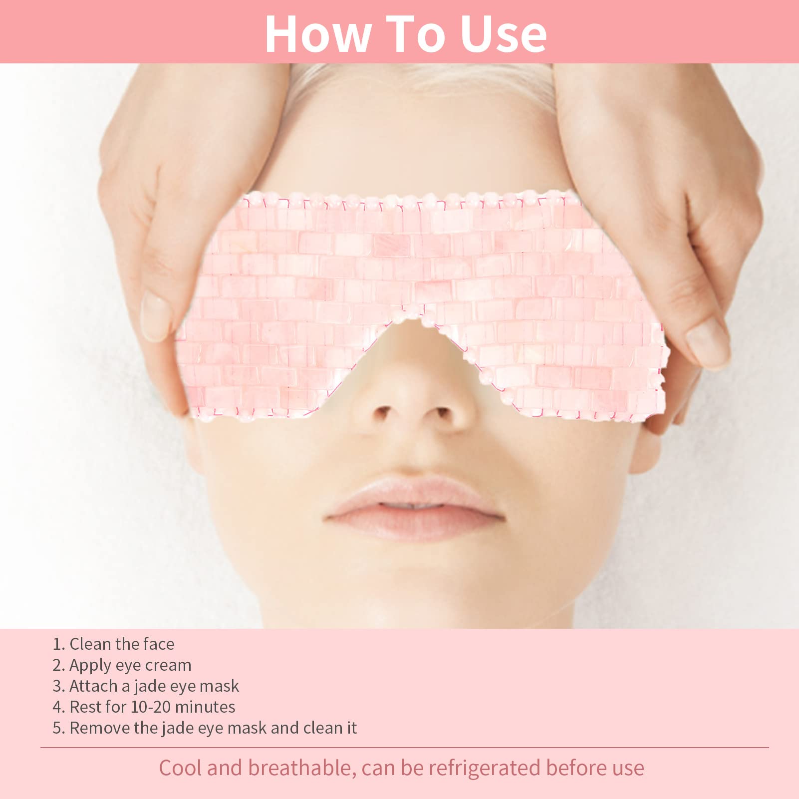 Máscara De Ojos De Jade, Piedras De Jade, Antienvejecimiento, Máscara De Ojos Para Dormir, Terapia De Frío, Masajeador De Ojos, Cubiertas De Ojos Para Aliviar La Fatiga Ocular(cuarzo Rosa)