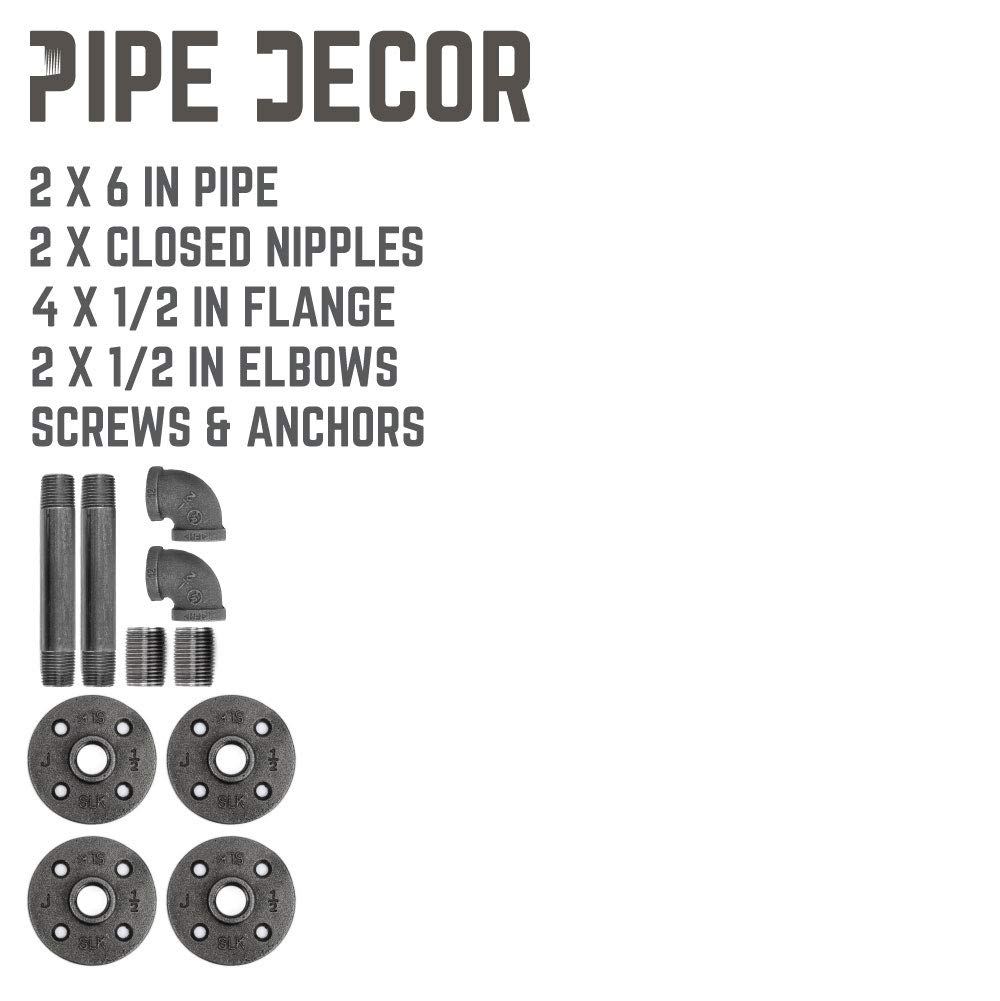 Soporte rústico para estante industrial para decoración de tuberías, juego de 4 soportes de doble brida de hierro, accesorios de metal gris negro, estantes flotantes personalizados, decoración de