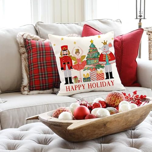 Miniatura 3 de Juego de 4 fundas de almohada de Navidad de 20 x 20 pulgadas, decoración de árbol de Navidad, almohadas decorativas, decoración de vacaciones para