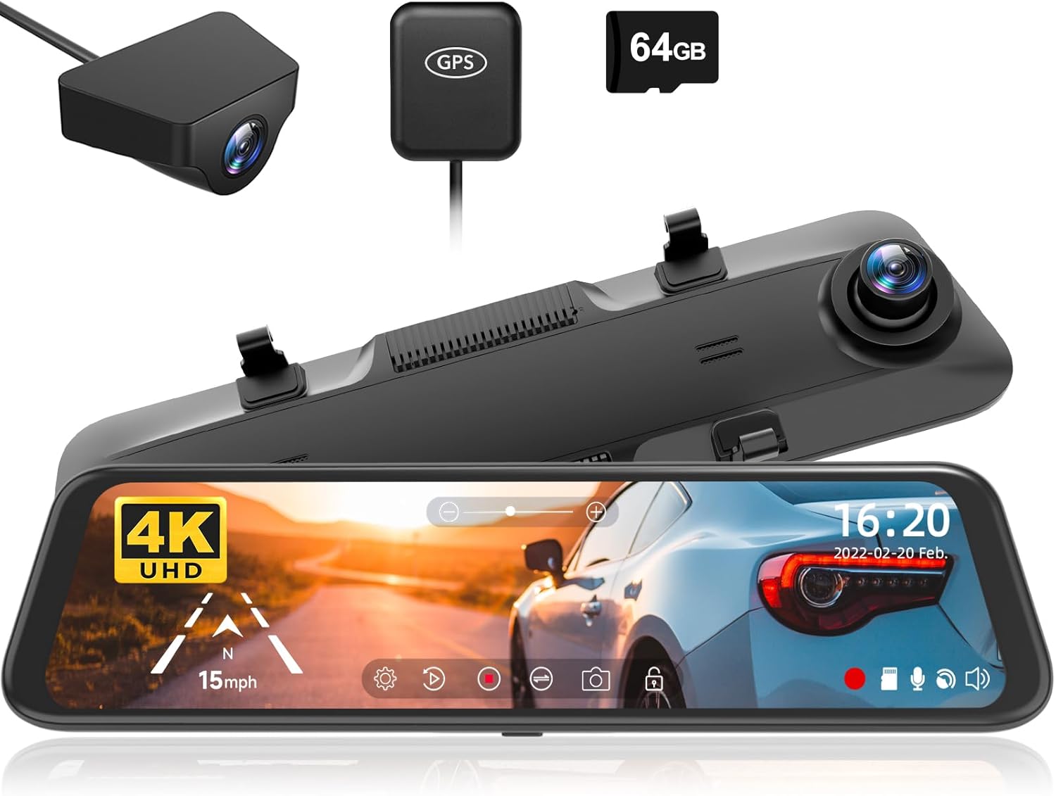 WOLFBOX 12″ 4K Rear View Mirror Camera, Smart Full Touch Screen Mirror Dash Cam Front and Rear, Backup Camera with 1080P Rear Camera, Dash Cam with WDR Camera, Night Vision, Included 64GB Card & GPS WOLFBOX 12″ 4K Rear View Mirror Camera, Smart Full Touch Screen Mirror Dash Cam Front and Rear, Backup Camera with 1080P Rear Camera, Dash Cam with WDR Camera, Night Vision, Included 64GB Card & GPS