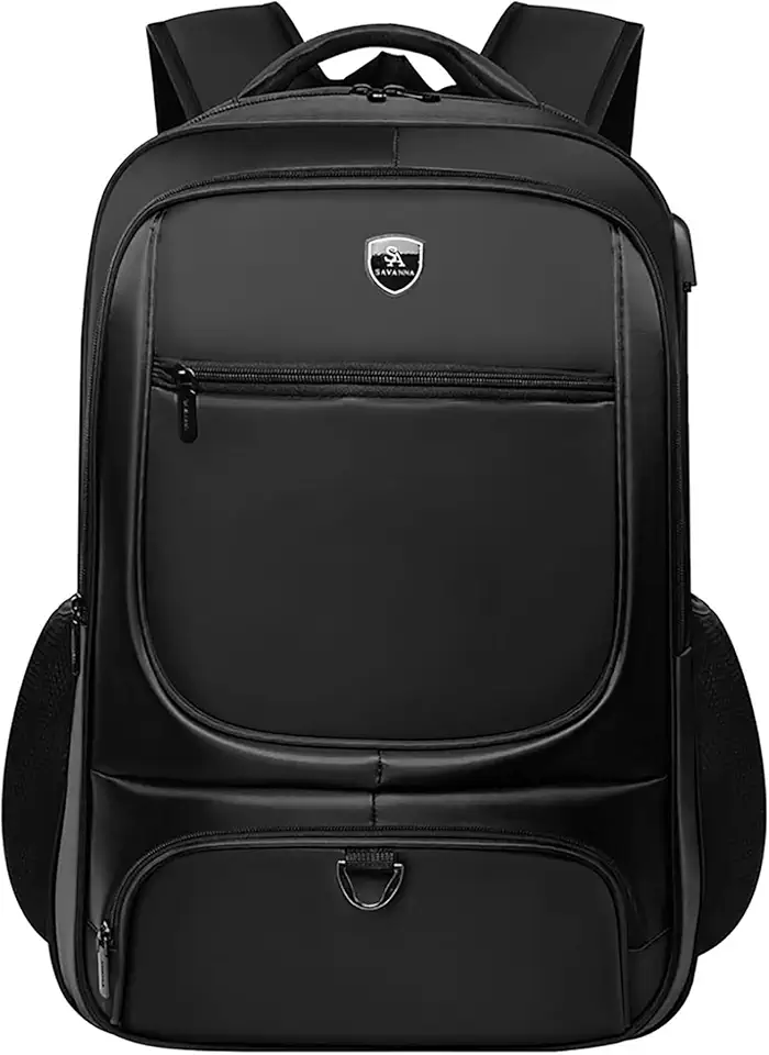 Mochila À Prova d'Água com Carregamento USB - Masculina Feminina Notebook Grande Capacidade para Escola, Academia, Trabalho ou Viagens Curtas (Preto)
