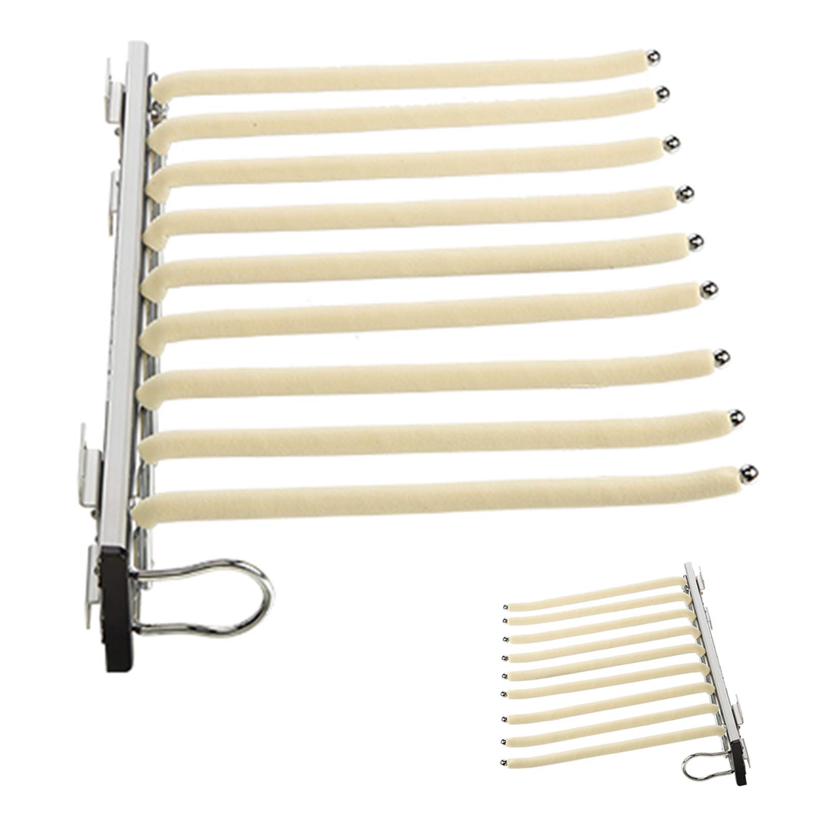 OLSKFUH Pull-Out Trouser Rack Removable Pull-Out Rack Wardrobe Storage Expandable Space Saving Drawer-Style Hanger Rod Rolling Trolley,9 Arm Pull Out Pants Hanger Rack For Wardro,Beige-Left