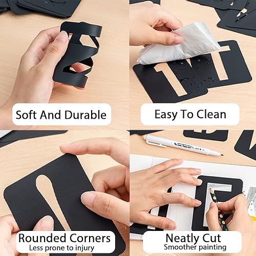 Miniatura 3 de 42 plantillas de letras reutilizables, plantillas de manualidades de números de 4 pulgadas, plantilla de pintura de letras, plantillas de números