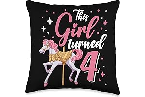 This Girl Turned 4 Carousel Birthday Party Supplies Throw Pillow
