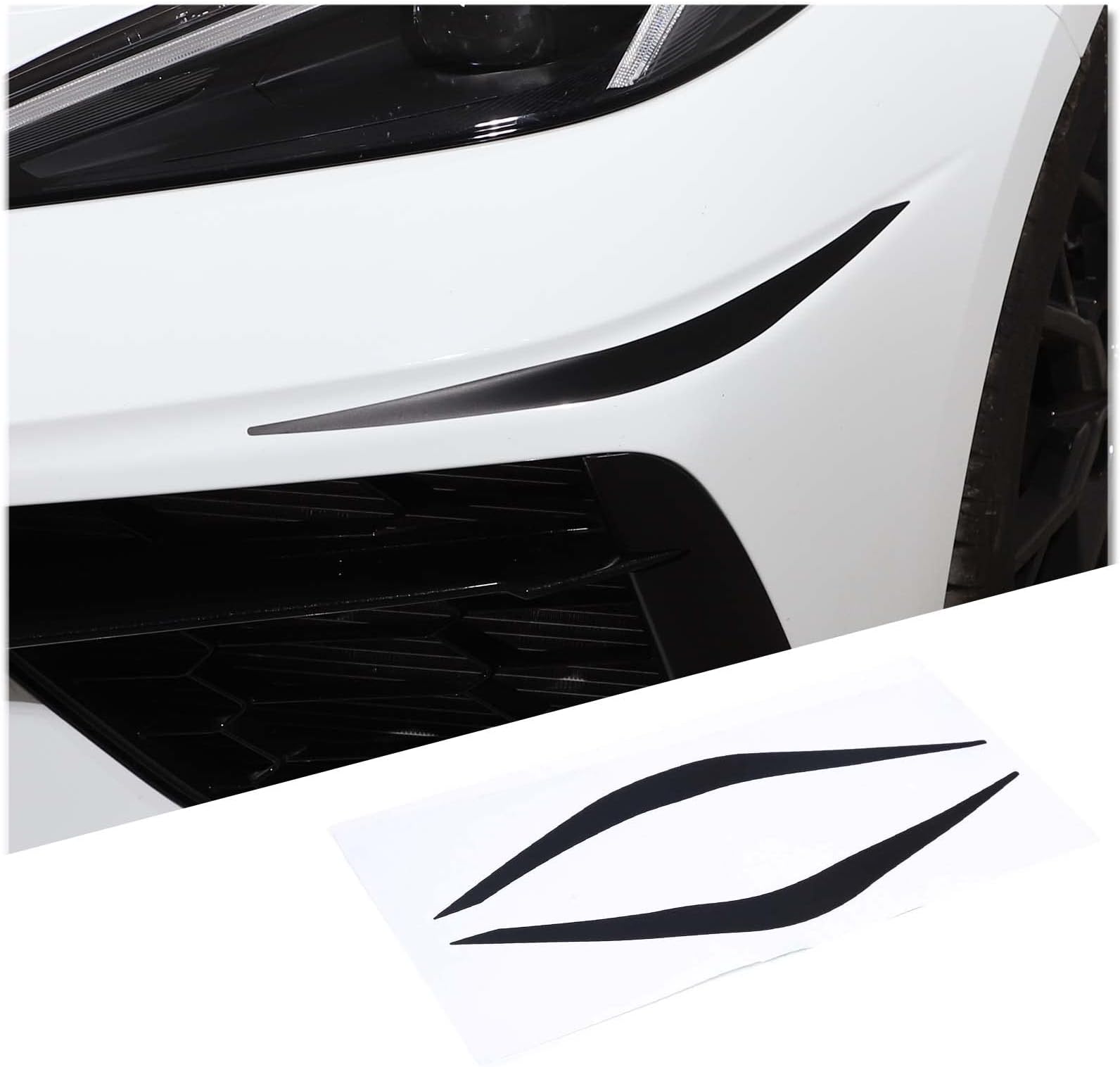 CHEAYAR Car Front Corner Bumper Guard Protector Anti-Collision Strip Sticker Compatible with Chevrolet Corvette C8 2020-2023, Front Bumper Lip Corner Decal C8 Accessories (Black)