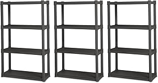 3-Pack 4 Shelf Unit, Heavy-Duty Shelving Storage and Utility Rack - Standing Plastic Organizer Shelves for Kitchen, Bathroom, and Garage