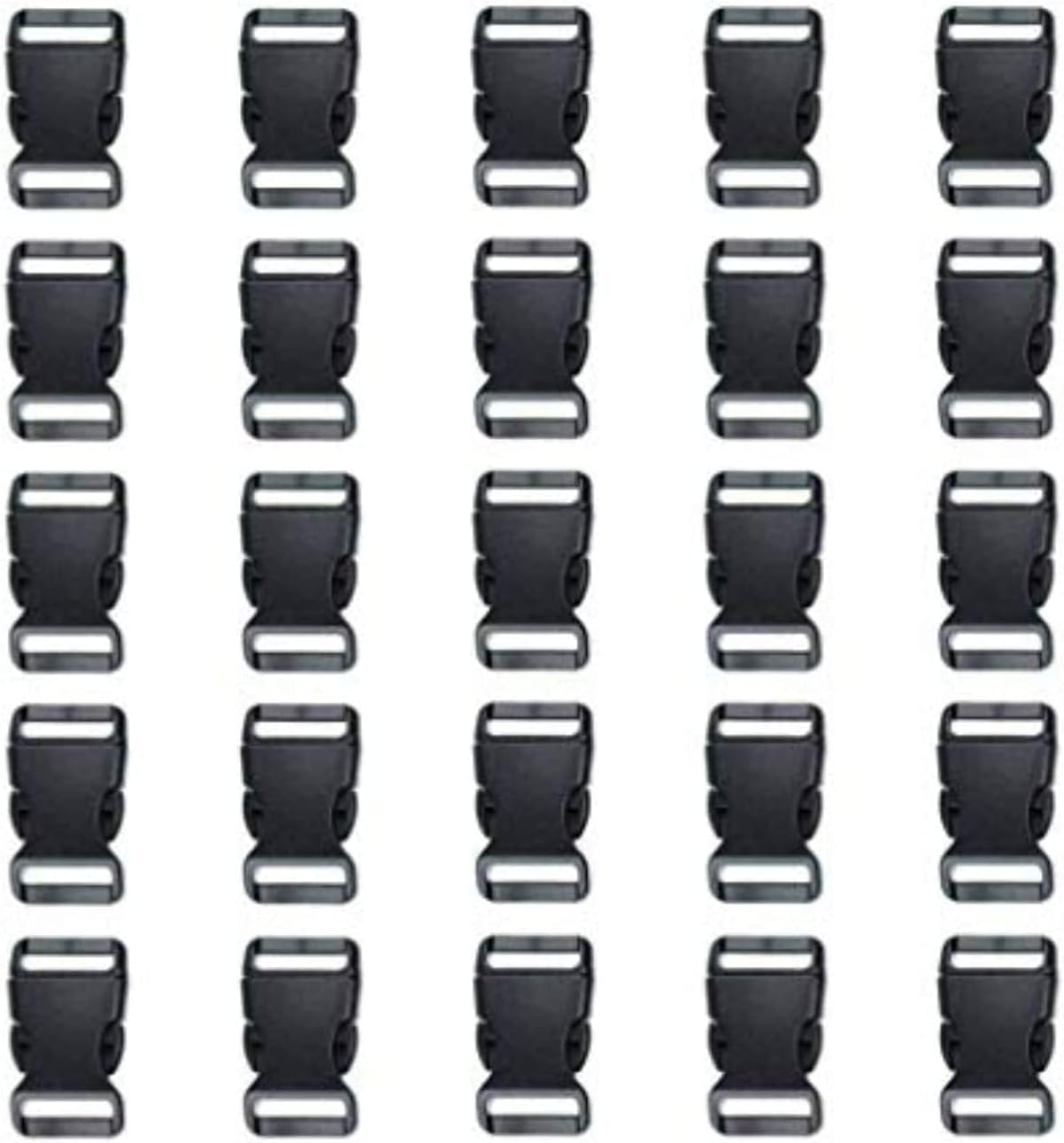 3/4 Inch, 25 Pack Black Plastic Side Release Buckle for Paracord Bracelets (3/4")