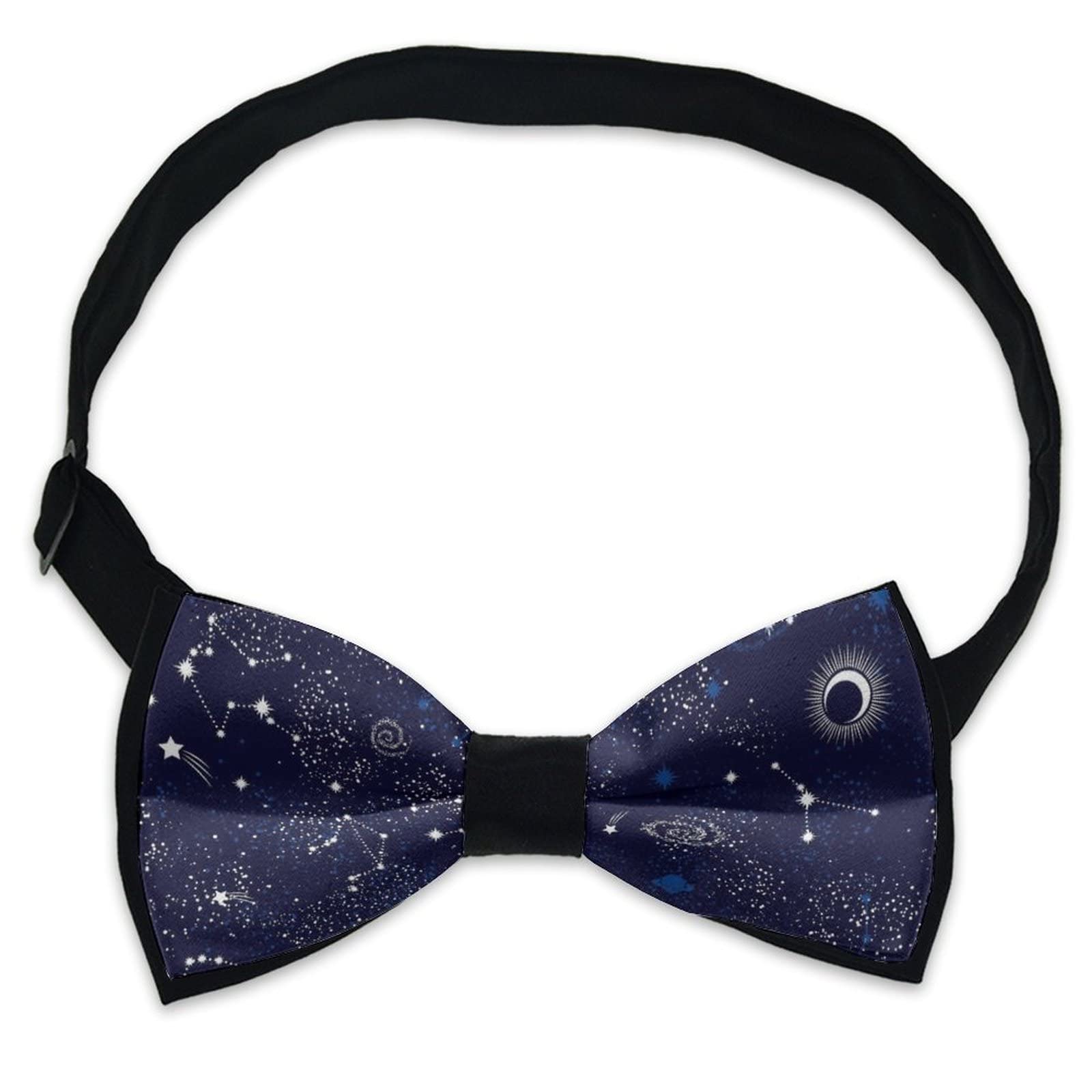 RIMENCH Men's Pre-Tied Satin Formal Tuxedo Bowtie Adjustable Length Satin Bow Tie (Zodiac Constellation Galaxy Starry Night Stars Glow In The Dark Midnight)